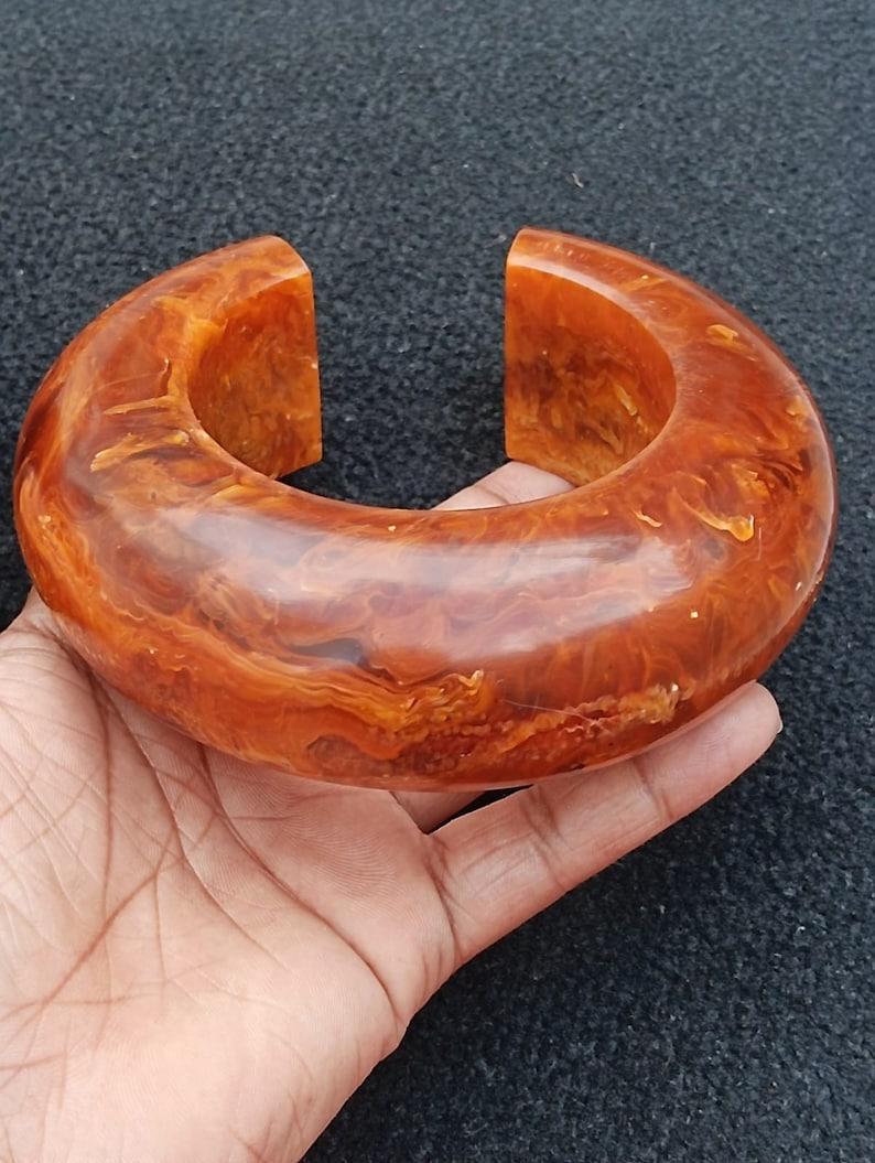 Buy Resin Cuff Bracelet Large Agate Brown Color Resin Extra Large Huge