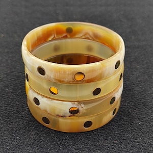Ethically Sourced Natural Buffalo Horn Jewelry 4 pcs set-Horn Bangle Bracelet Purely Handcrafted Vintage Style Antique Look Fashion Jewelry