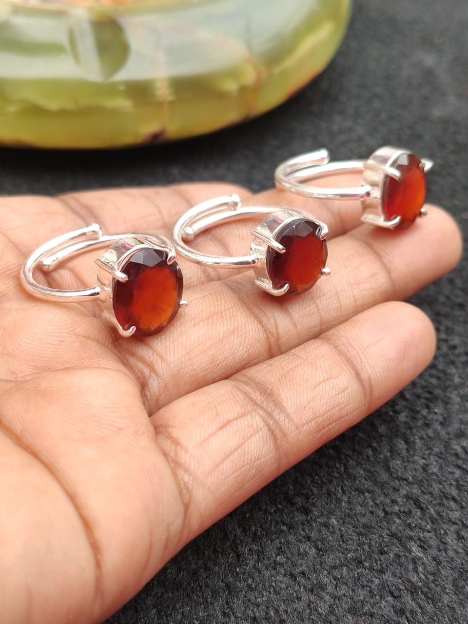 Bague En Argent Avec Ambre 22x17 Mm - Taille 59 (environ 19) - Neuf Sans Emballage