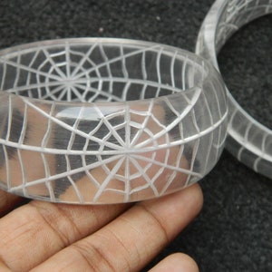 Corday Spider web Bangle, Resin Carved Bangle Bracelet ,Resin Stacking Handmade Bracelet Bohemian Designer Unique Exclusive Fashion Jewelry