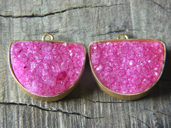 D Shape Druzy Connectors Pendant Natural Sugar Druzy Gemstone Jewelry Single Bail Gold Plated Connector DIY Jewelry Making Supplies Findings Etsy Canada