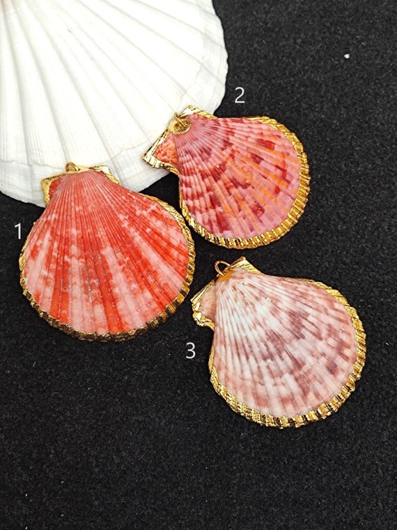 18k Gold Fill Scallop Seashell Pendant, Pecten Subnodosus Beach Jewelry