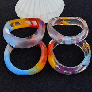 Resin Jewelry Colorfull Resin Bangle Stacking Bracelet Handcrafted Unique Designer Bohemian Fashion  Jewelry Gift Sale
