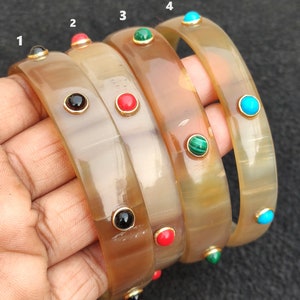 Horn Bone Jewelry Ethically Sourced Buffalo Horn cuff Bangle Bracelets Purely Handcrafted Multi Gemstone Jewelry Vintage Style Gift for her