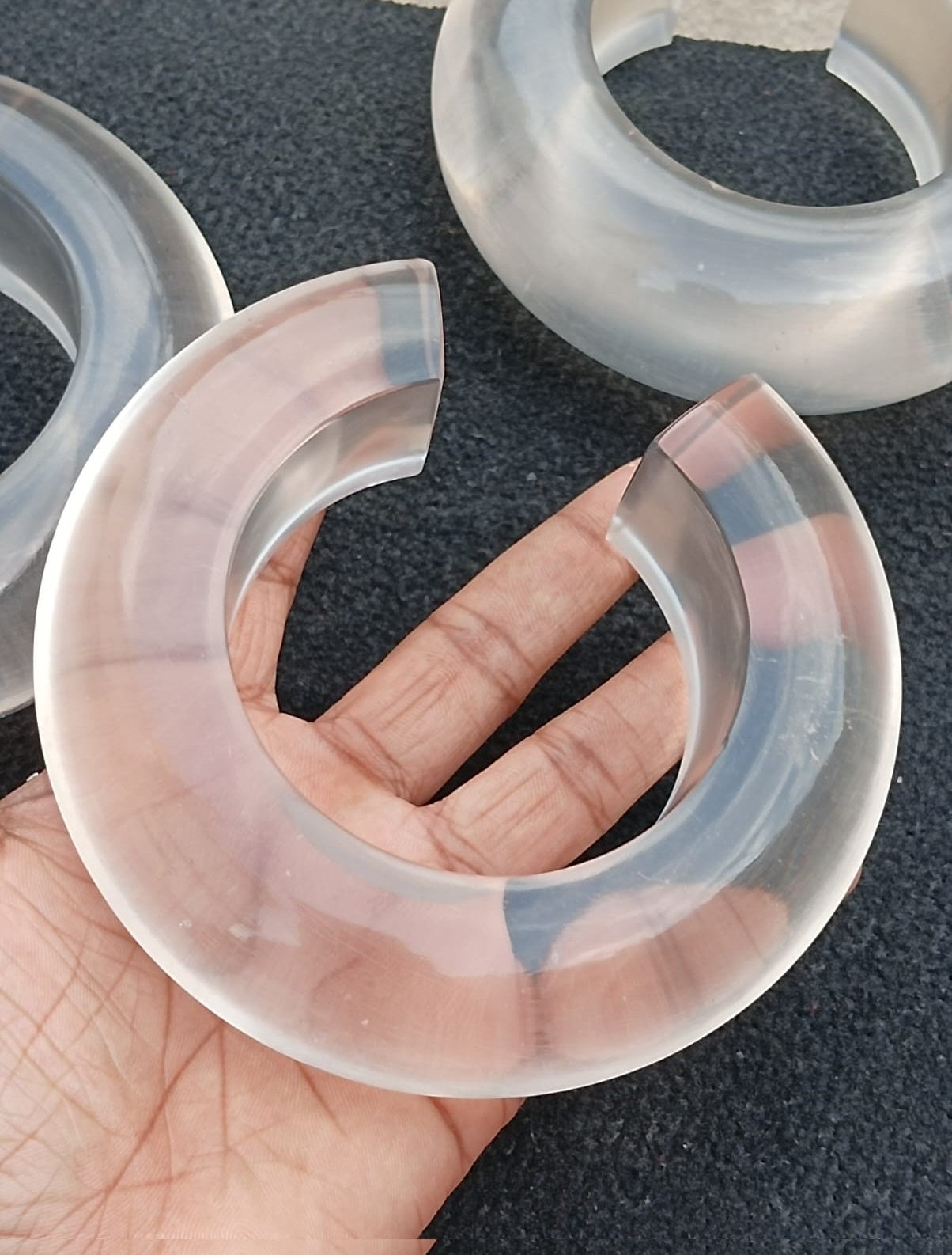 Resin Jewelry Large Crystal Clear Resin Cuff Bangle Stacking Bohemian Fashion Jewelry handmade Unique Gift sale