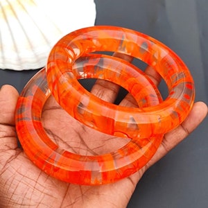 2 Pcs Set - Multi Resin Bangle Bracelet Purely Handcrafted  Exclusive Retro Bangle Trendy Partywear Unique Fashion Jewelry for Women & Girl