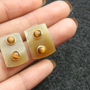 Ethically Sourced Natural Buffalo Horn with Multi gemstone stud earring Gold Plated earring Horn jwelry Beautiful earring Gift For Women