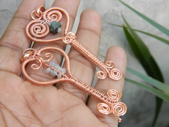 Copper Wire Wrapped Multi Stone Bead Pendant Unique Pendant Filigree Art  Wire Wrap Pendant Natural Genine Beautiful Pendant -  Israel