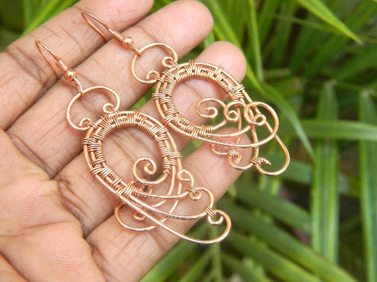 Dry Gulch Copper Rustica Earrings Semi Precious Czech Glass Copper Wire  Wrapping Jewelry Making DIY Project Per Kit