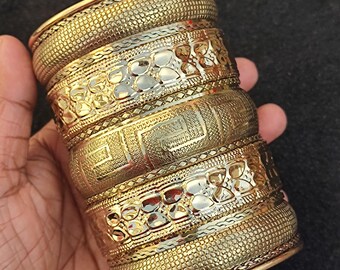 Handcrafted Brass Cuff Bangle: Antique Indian Jewelry - Etsy