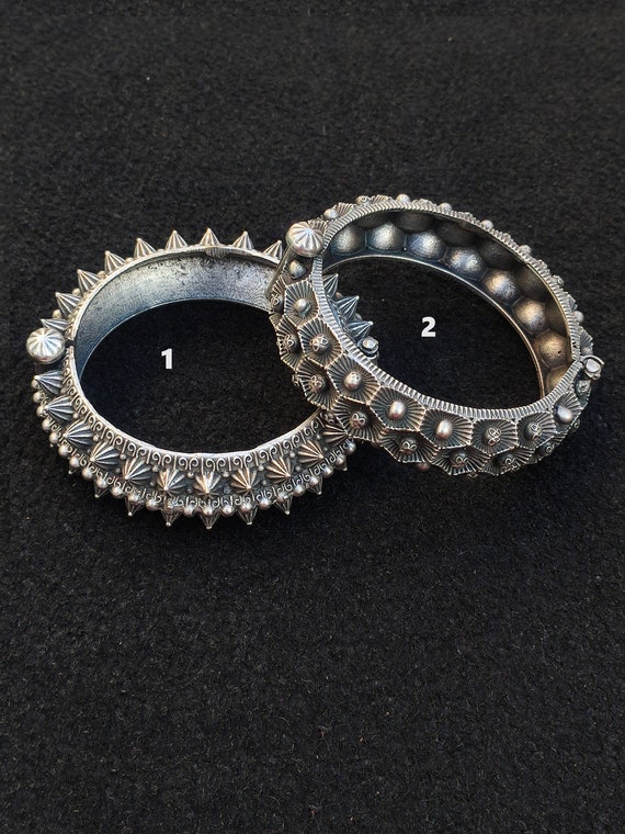 Silver Oxidised Bangle Bracelet Traditional Vintage Style