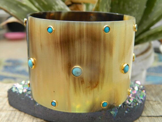 Horn Bangle Bracelets Turquoise Horn Bangle 21 Stone Bangle - Etsy