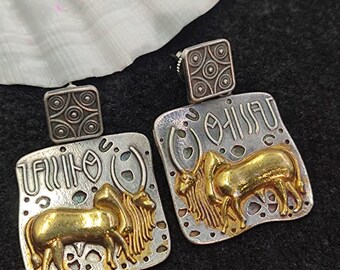 Gorgeous Oxidized Earrings Two Tone Oxidized Silver Brass  Earrings For Women