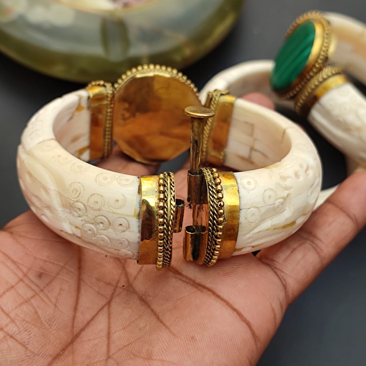 Horn Bone Jewelry Ethically Sourced Buffalo Bone Carved Bangle