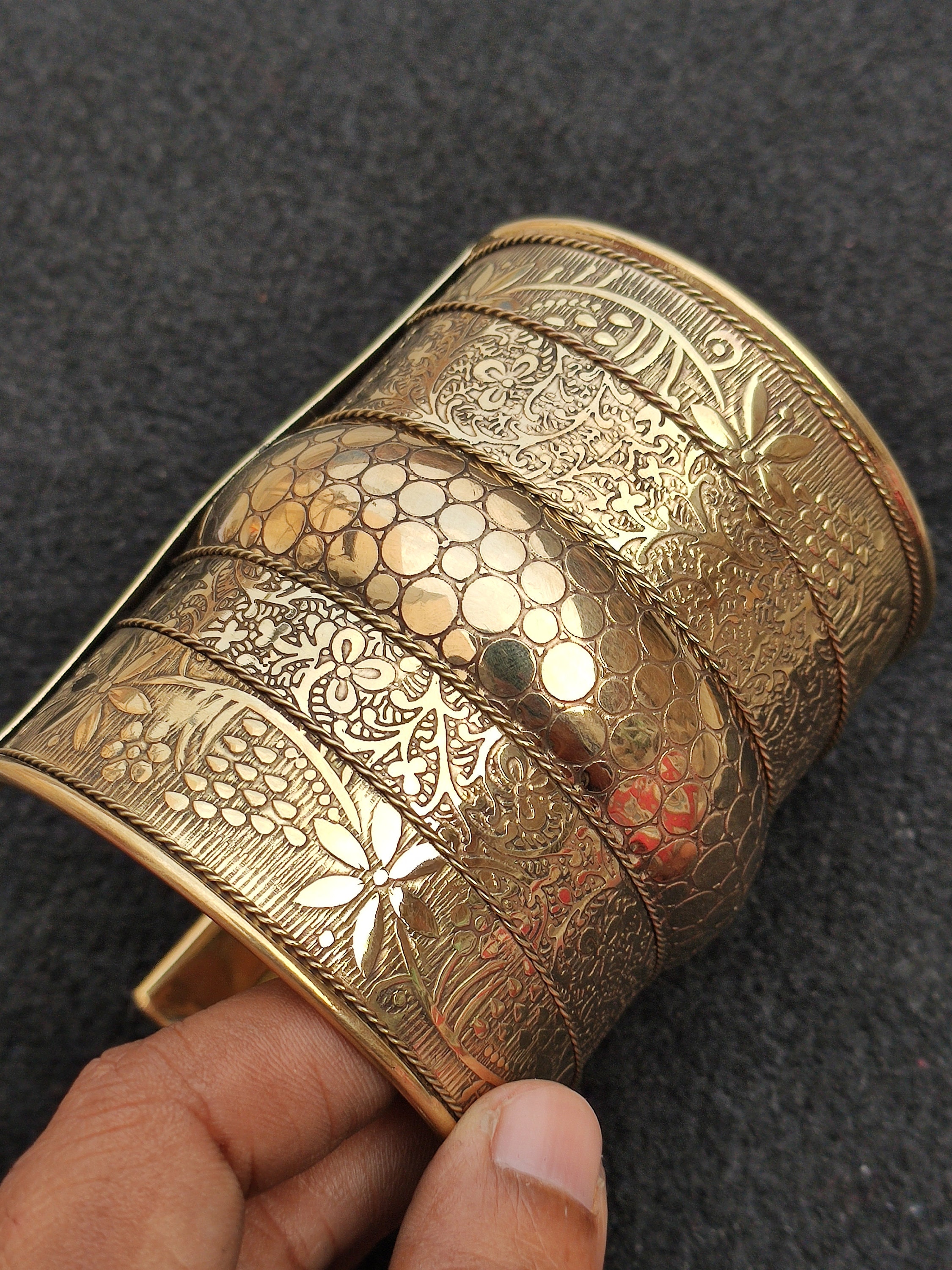Handcrafted Brass Cuff Bangle, Vintage Style Indian Jewelry - Etsy