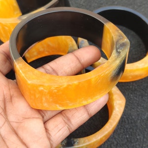 Resin Jewelry Resin Bangles Bracelet Black & yellow Color Full Resin Cat Stacking Bracelet Handcrafted Bohemian Unique Designer Jewelry Gift