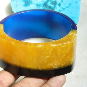 Resin Bangle racelet Black Blue & yellow Color bangle  cat bangle Stacking Bracelet Bohemian Jewelry gift for her