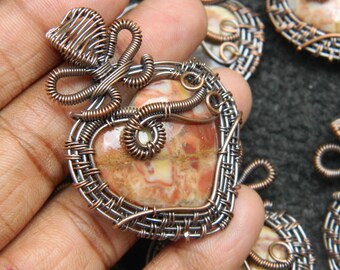 Wire Wrapped Red Jasper Pendant Jasper Heart Pendant Antique