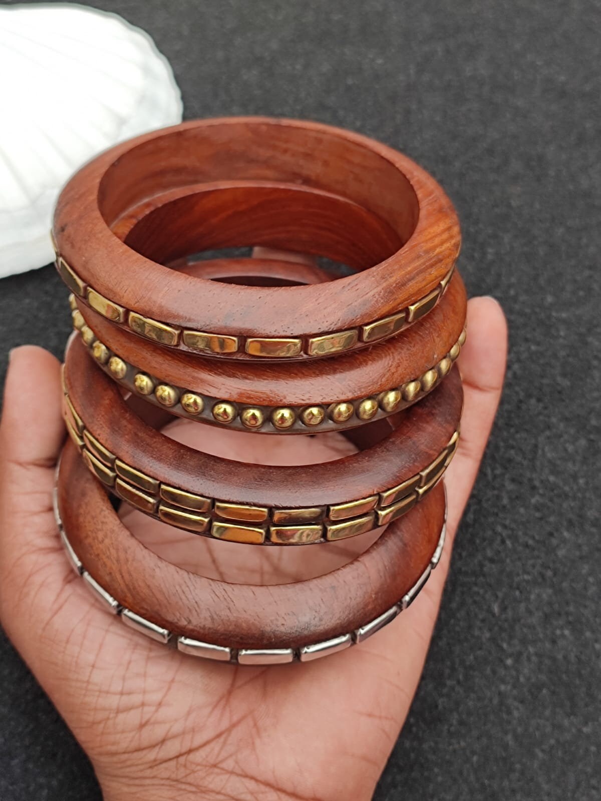 Wooden Brass Bangle Bracelet Purely Handcrafted Vinatge