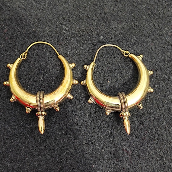 Small Beaded Spike Tribal Hoop Earrings Small Beaded Spike Tribal Hoop Earrings