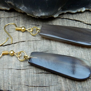 Horn Bone Jewelry Ethically Sourced Natural Buffalo Horn With Gold Electroplated Jade Stone Nuggets Earring Handmade Vintage Style Jewelry
