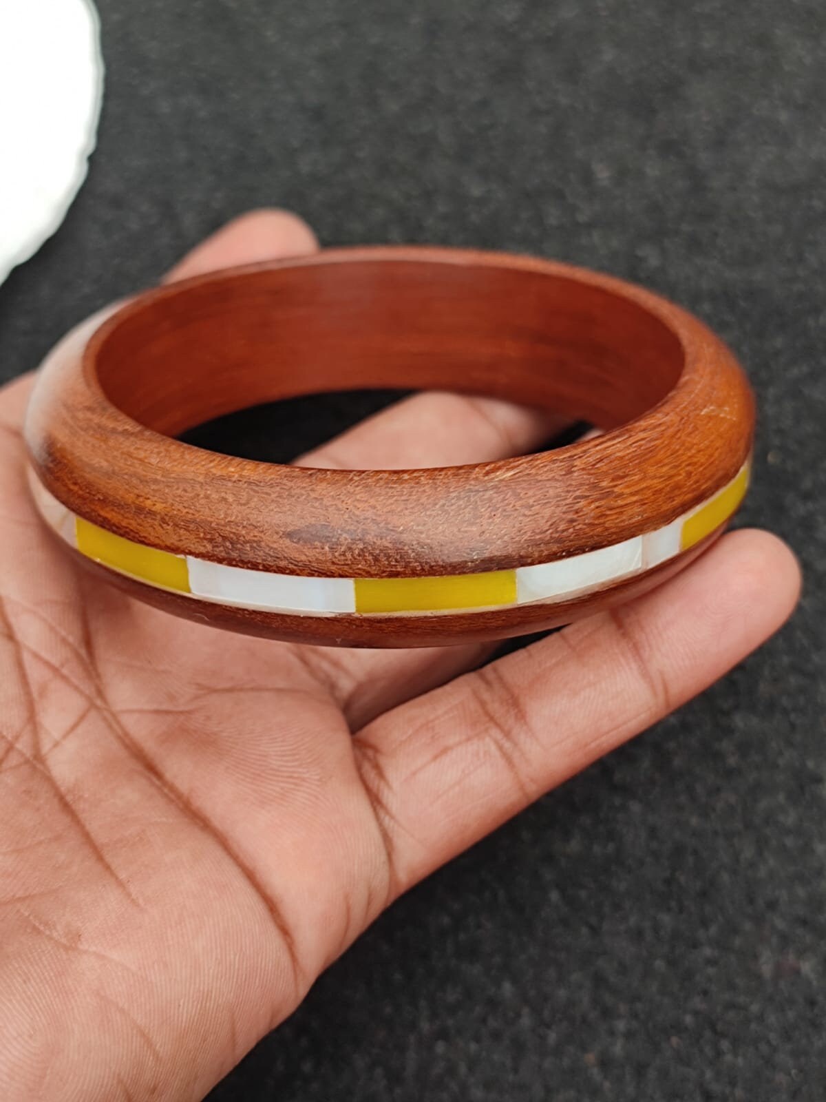 Handmade Wooden Bangle Bracelet With Resin and Shell Inlay - Etsy