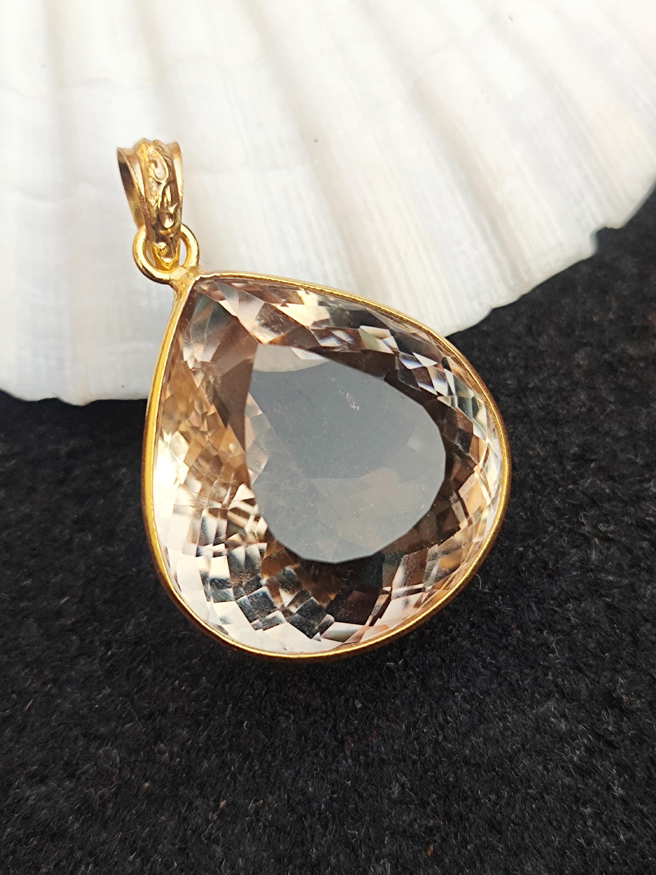 Pendentif Ancien Style Mauresque Avec Gros Quartz Fumé Central, Occasion