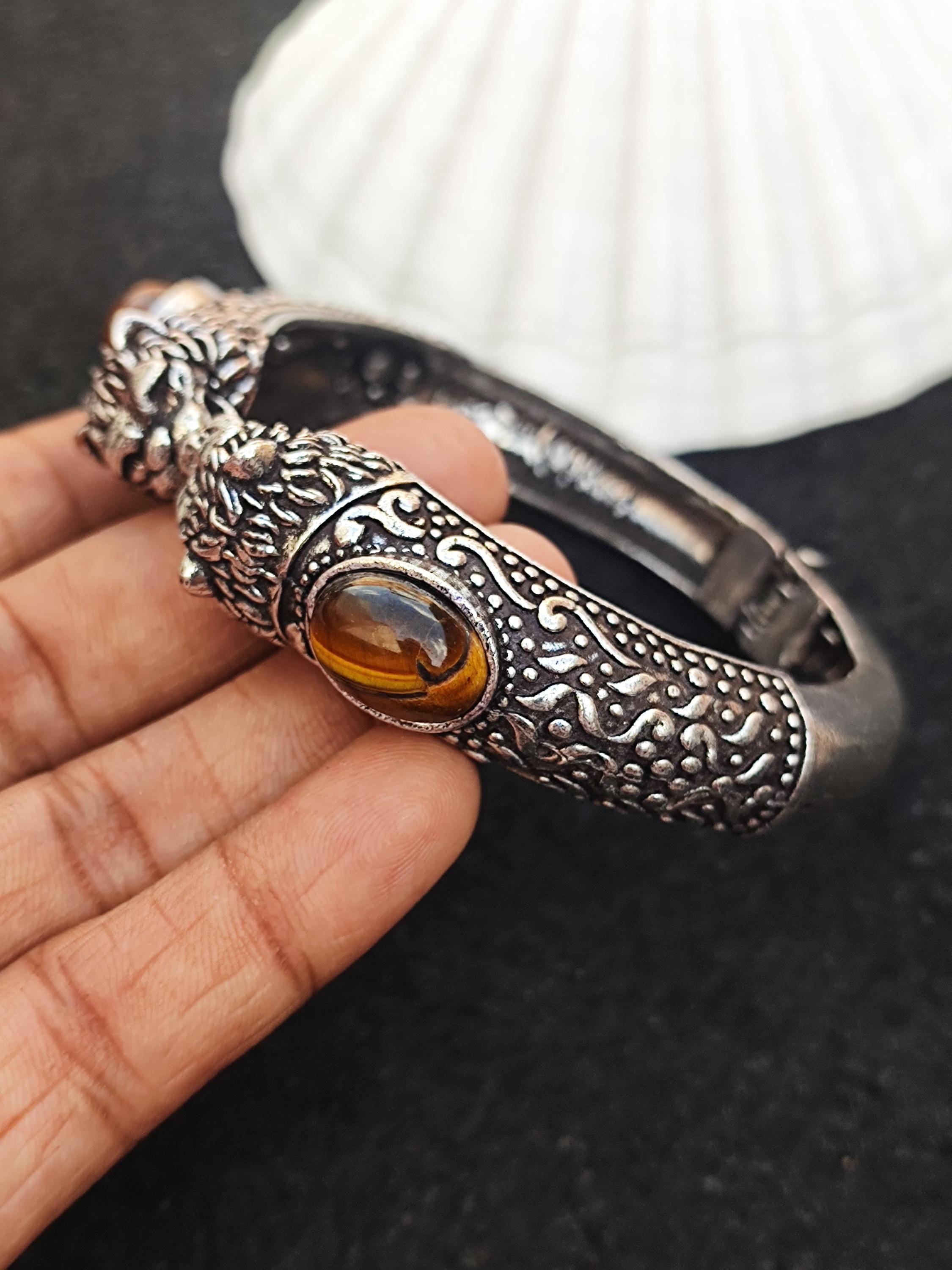 DUR Bracciale in argento sterling e pelle color marrone, dimensioni