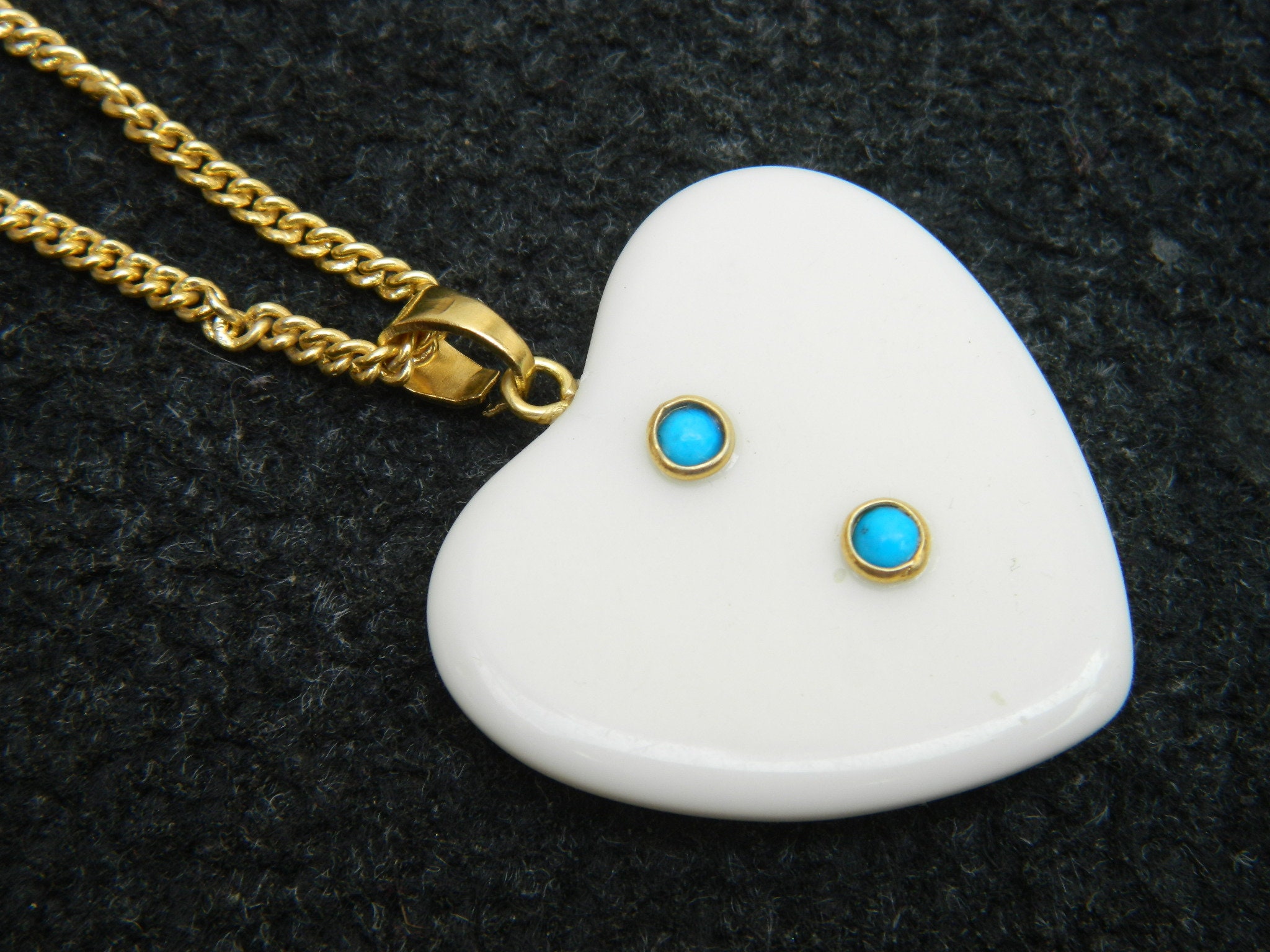 Resin Jewelry Resin Heart Necklace Pendant with Tiny Accent Stones Howlite Turquoise Pendant Handmade Designer Beautiful Necklace Gift Sale
