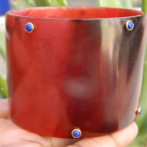 Horn Bone Jewelry Ethically Sourced Buffalo Horn cuff Bangle Bracelets Purely Handcrafted Lapis  Gemstone Jewelry Vintage Style Gift for her