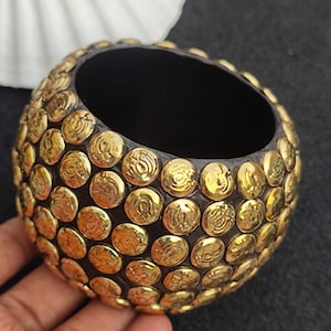 Wooden Gold  Brass Bangle Bracelet Purely Handcrafted Chunky Wide Bangle Bohemian Exclusive Vinatge Style Unique Fashionable Bangle For Her