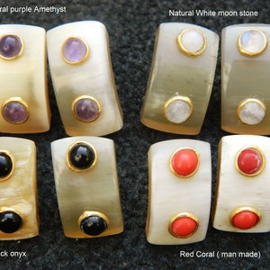 Horn Bone Jewelry Ethically Sourced Natural Buffalo Horn with  Multi Gemstone Earring Handmade Vintage Style Designer Fashion Jewelry