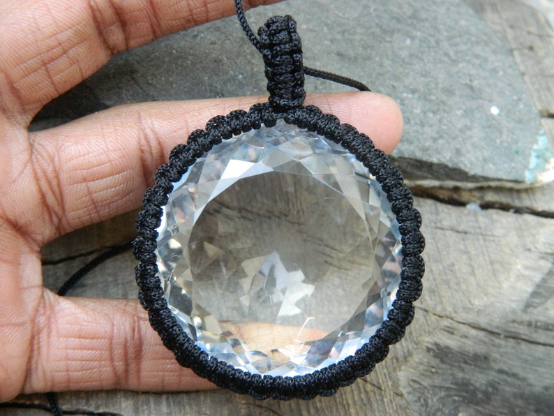 Macrame Rocks Handcrafted Macrame Pendant - Natural Rock Crystal or Smoky Quartz - Etsy