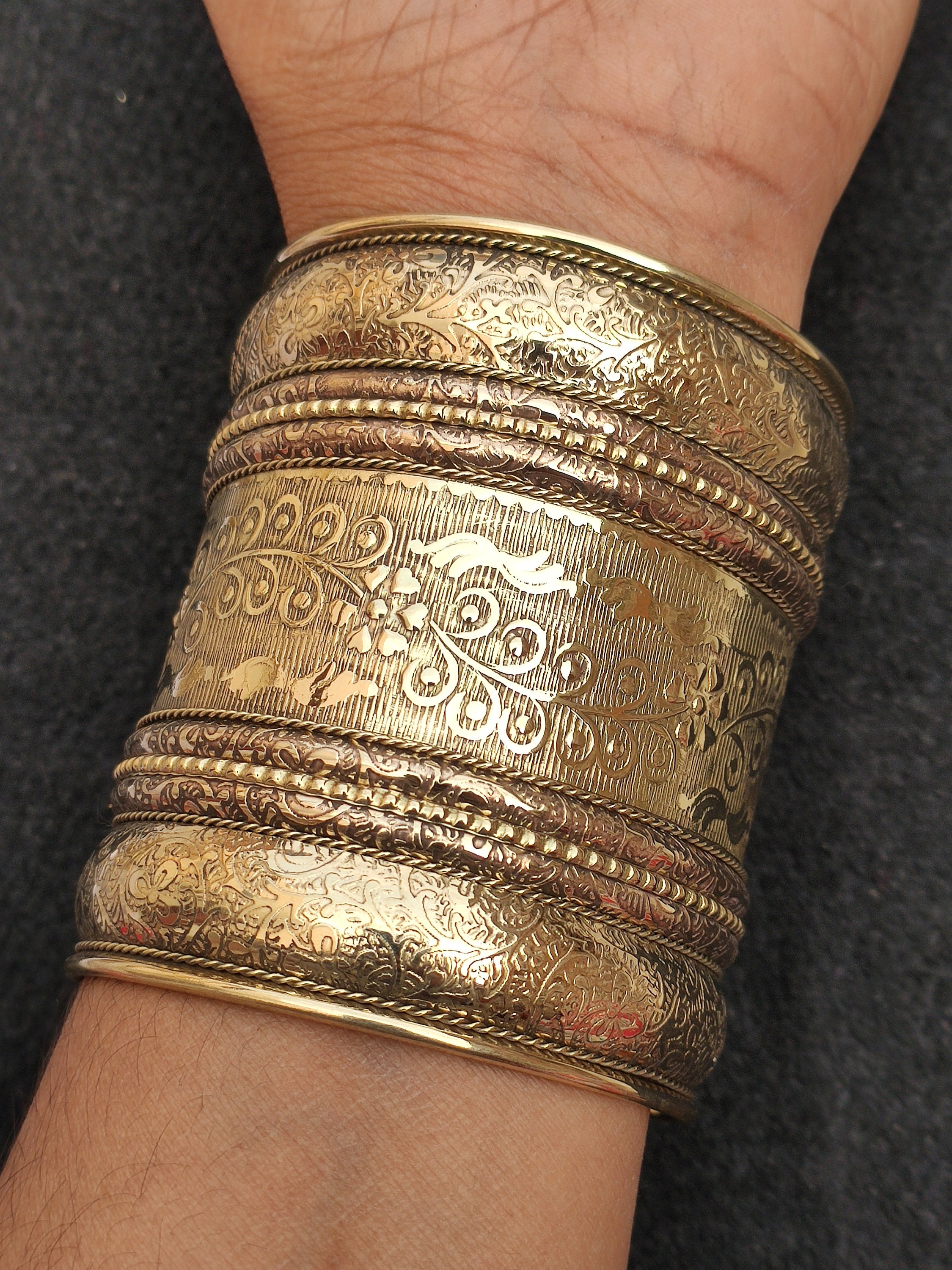 Handcrafted Brass Cuff Bangle, Vintage Style Indian Jewelry - Etsy