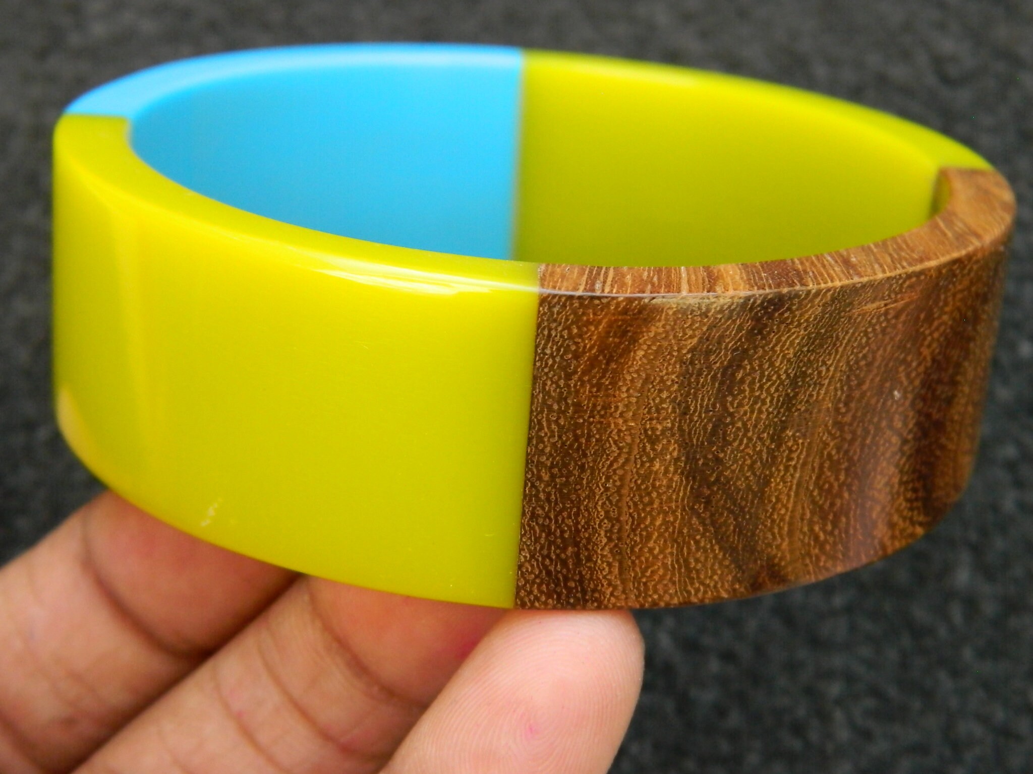 Resin Wood Bangle Color full Resin and Wood bangle Stacking Etsy