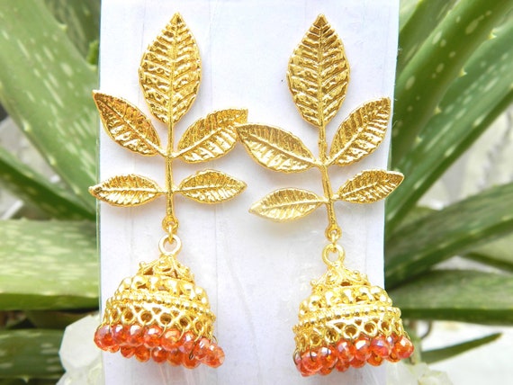 Leaf jhumka earrings deals