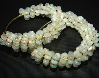 Ethiopian Opal Hoop Earrings, Gold Plated Brass, Handmade
