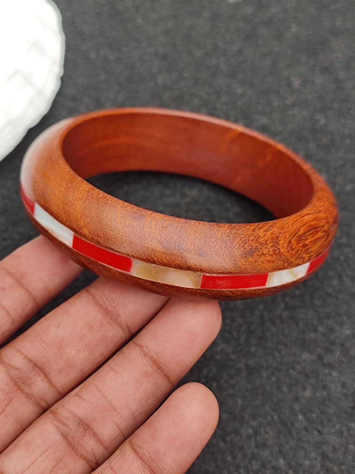 Wooden Bangle Bracelet With Resin & Shell Organic Wood Purely