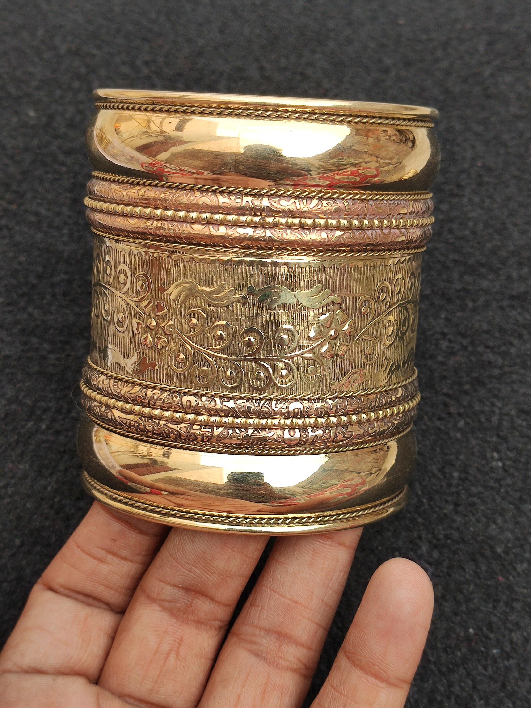 Handcrafted Brass Cuff Bangle, Vintage Style Indian Jewelry - Etsy
