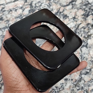 Conjunto de 2 piezas de brazalete cuadrado de resina retro Brcelet apilamiento de brazaletes coloridos gruesos acrílico liso hecho a mano joyería de moda boho para ella