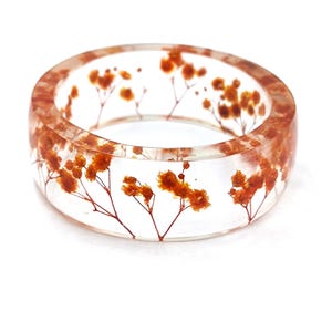 Natural Dried Flowers Bangle Handmade Pressed Flowers Bracelet Floral Resin Bracelets Botanical Jewelry Bohemian Bridesmaid Christmas gift