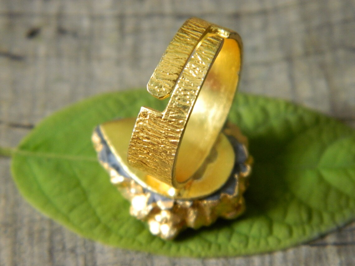 Ring Gold electroplated Solar Ring Adjustable Charm Ring Etsy