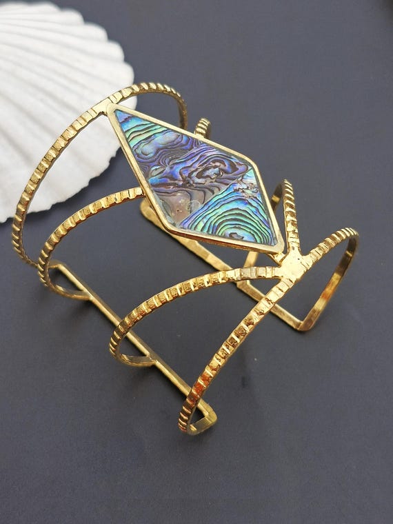 Bracelet Vintage En Plaquettes De Nacre Et Chrome - Bijou Fantaisie Rétro
