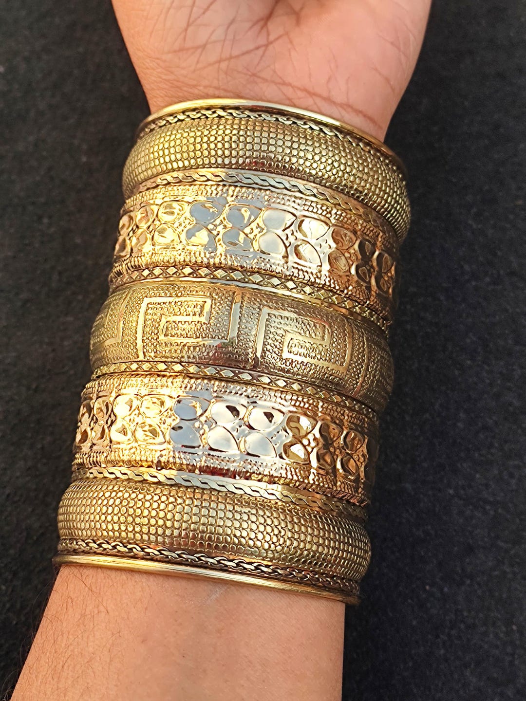 Handcrafted Brass Cuff Bangle: Antique Indian Jewelry - Etsy