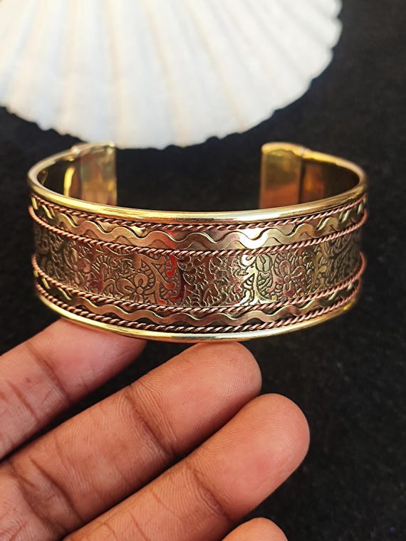Indian Art Handcrafted Unique Brass Cuff Bangle Bracelet