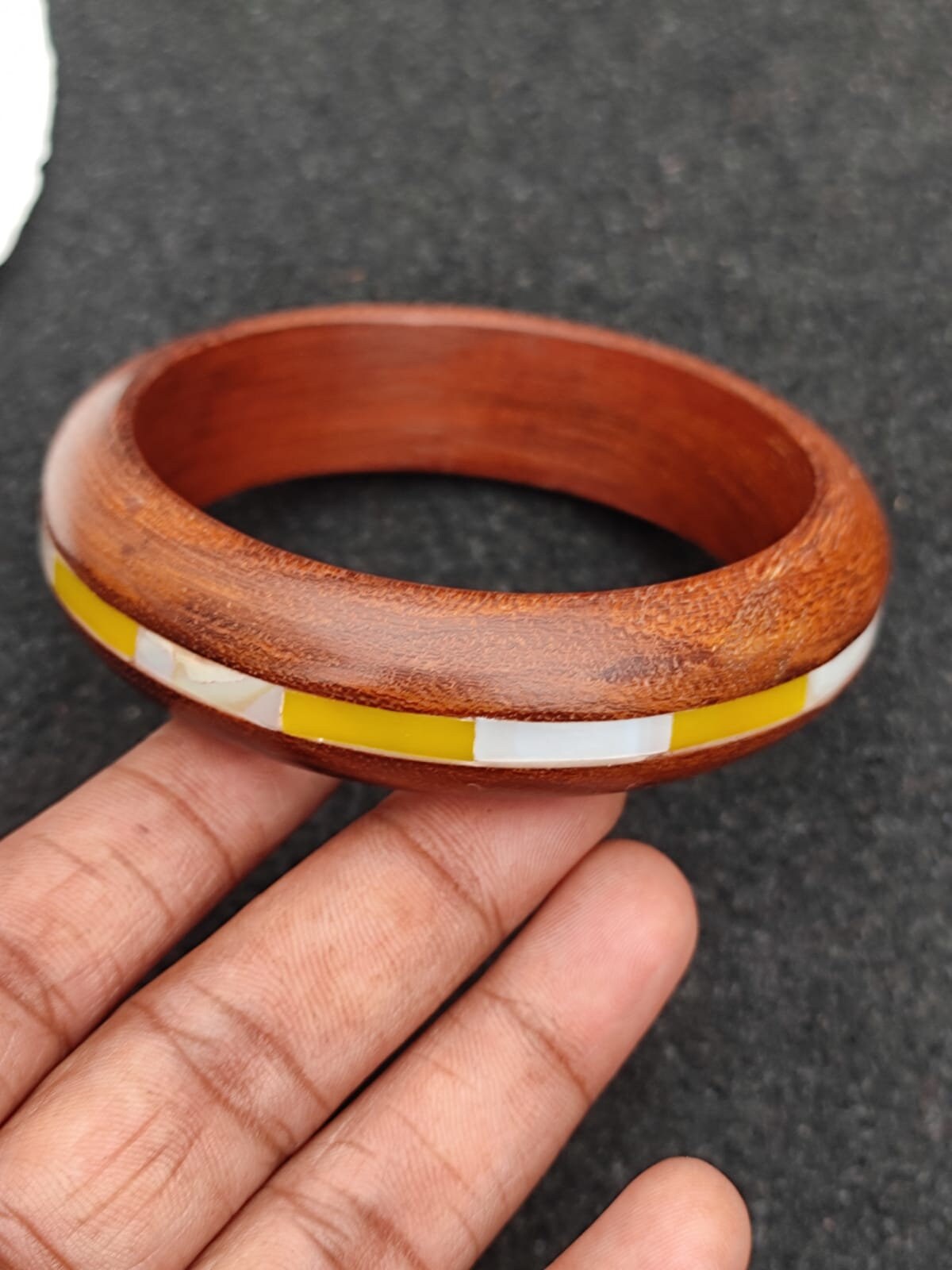 Wooden Bangle Bracelet With Resin & Shell Organic Wood Purely