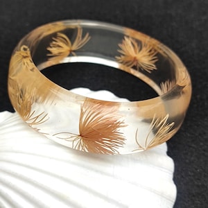 Natural Dried Flowers Bangle Handmade Pressed Flowers Bracelet Floral Resin Bracelets Botanical Jewelry Bohemian Bridesmaid Christmas gift