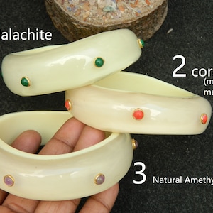 1 Piece Resin Bangle bracelet Resin With Multi assent stone bangle Stacking Handmade acrylic Jewelry  gift for her