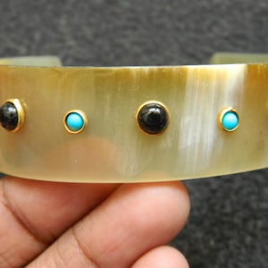 Horn Bone Jewelry Ethically Sourced Buffalo Horn cuff Bangle Bracelets Purely Handcrafted Multi Gemstone Jewelry Vintage Style Gift for her
