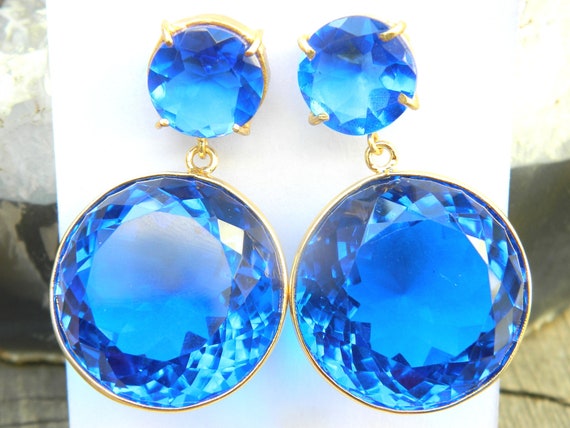 Cobalt Blue Paridot Green Color Synthetic Stones Large Round Heart Octogen Shape Cutstone Stud Earrings Handmade Designer Fashion Jewelry Etsy Ireland